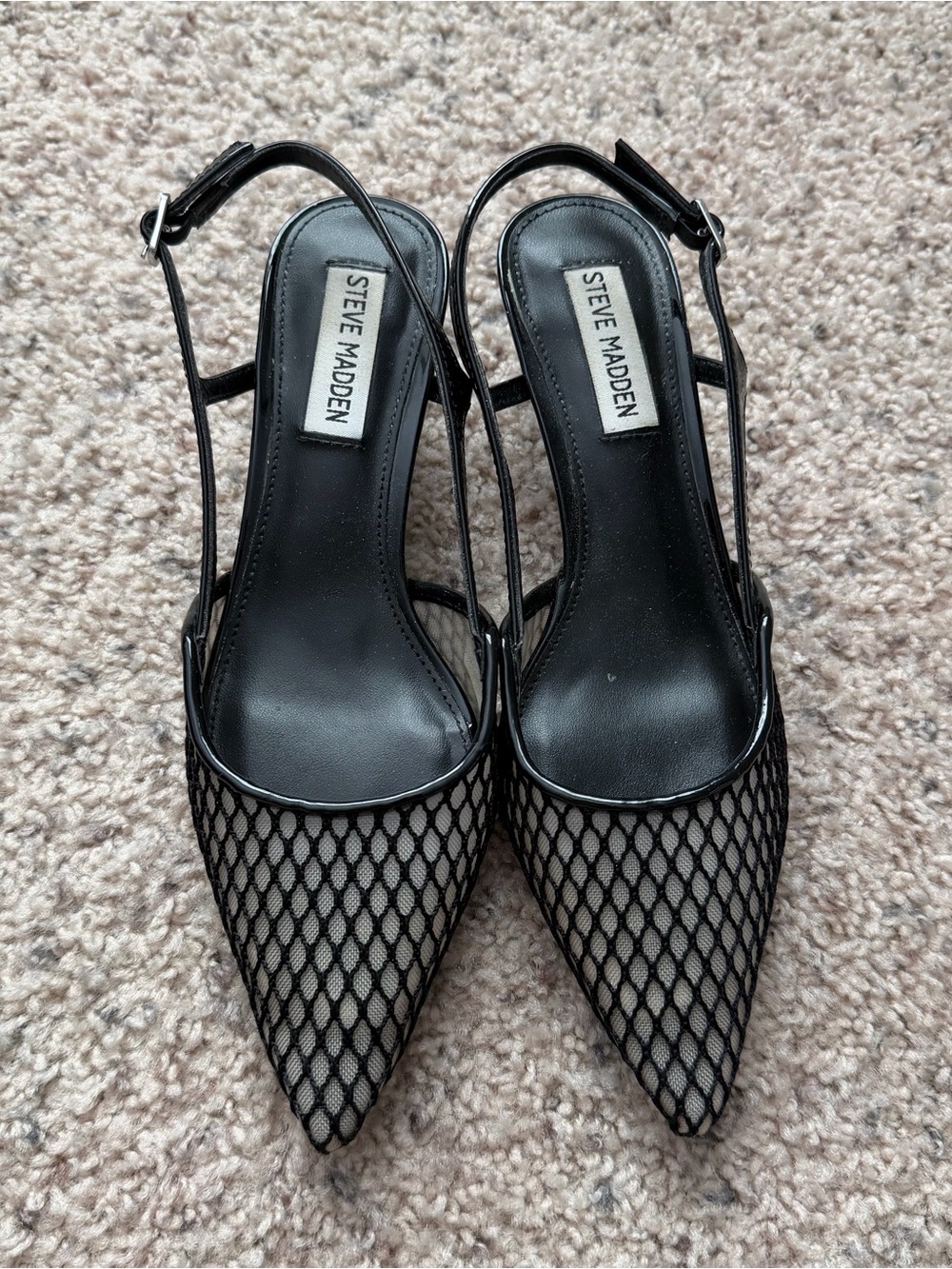 Steve Madden Black Mesh Pointed Slingback Pumps